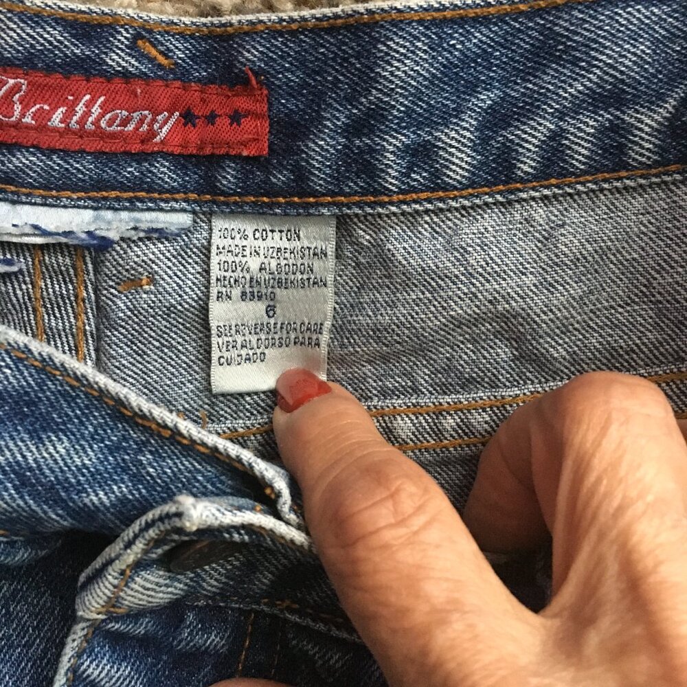 Blue Women's Jeans with Rhinestones B-1 - Picture 3 of 5